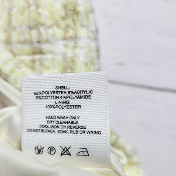 Rumored Coco Mini Skirt Limon Shimmer Tweed Yellow Gold Pastel Spring 6 Small - Picture 8 of 8